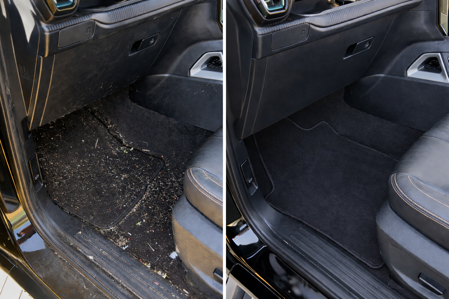 Interior floor before and after detailing result